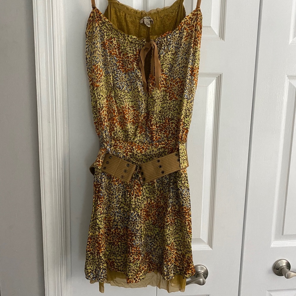 Free People Silk Floral Dress w/ Belt